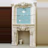 Tuffeau stone fireplace mantel and overmantel - Reference 0053&nbsp;Width&nbsp;5' 6'' ⅞&nbsp;Height&nbsp;9' 10'' ⅛