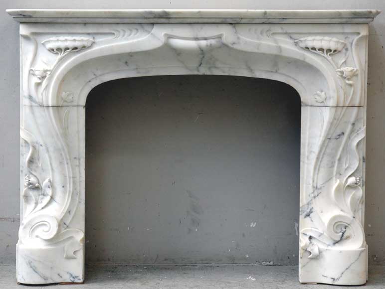 Art Nouveau Fireplace Mantel Marble