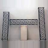 Three 18th century iron window guards with guilloche décor - Reference 1248 Width 5' 10'' ½ Height 1' 1'' Three 18th century iron window guards with guilloche décor - Reference 1248 Width 5' 10'' ½ Height 1' 1''