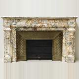 Mantel with pilaster jambs in Serravezza Breche marble - Reference 1264&nbsp;Width&nbsp;6' 1'' ¼&nbsp;Height&nbsp;3' 9'' ⅝
