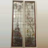 Two double stained glass windows, with floral design - Reference 1280&nbsp;Width&nbsp;1' 6'' ⅛&nbsp;Height&nbsp;6' 2'' 