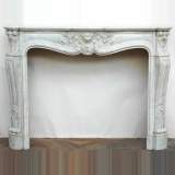 White marble Louis XV mantel - Reference 1311&nbsp;Width&nbsp;4' 8'' ¾&nbsp;Height&nbsp;3' 6'' ½