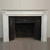 White marble Louis XVI style mantel  - Reference 1343&nbsp;Width&nbsp;4' 11'' &nbsp;Height&nbsp;3' 6'' ⅞