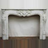 Louis XV white marble mantel - Reference 1364&nbsp;Width&nbsp;5' 3'' ¾&nbsp;Height&nbsp;3' 7'' ¾