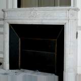 White marble Louis XVI style mantel - Reference 1368&nbsp;Width&nbsp;4' 4'' ¾&nbsp;Height&nbsp;3' 6'' ½