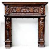 Pair of Neo-Renaissance wood mantels with 17th century elements - Reference 1394 Width 6' 3'' ⅝ Height 6' 2'' ⅜ Pair of Neo-Renaissance wood mantels with 17th century elements - Reference 1394 Width 6' 3'' ⅝ Height 6' 2'' ⅜