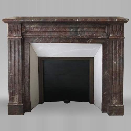 Antique Regence Style Fireplace In Red From The Languedoc Marble With