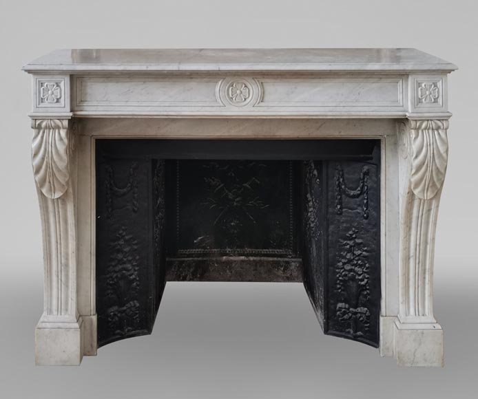 Antique Regency Style Fireplace With Flowers Marble