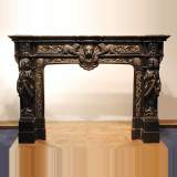 Black marble fireplace mantel - Reference 9199&nbsp;Width&nbsp;6' 5'' ⅛&nbsp;Height&nbsp;4' 5'' ⅛