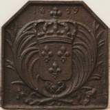 Cast iron fireback with French royal shield, crown and palms dated 1669 - Reference 9346&nbsp;Width&nbsp;2' '' ¾&nbsp;Height&nbsp;2' 1'' ¼