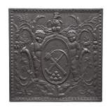 Fireback with medallion of anchor, axe and cannon balls - Reference 9425&nbsp;Width&nbsp;2' 5'' ⅛&nbsp;Height&nbsp;2' 4'' ¾
