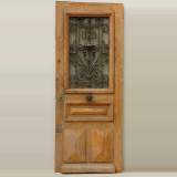 Wood 19th century door with wrought iron grille - Reference 9429&nbsp;Width&nbsp;2' 9'' ½&nbsp;Height&nbsp;7' '' ¼