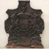 Cast iron fireback with lions - Reference 9474&nbsp;Width&nbsp;3' '' ¼&nbsp;Height&nbsp;3' 7'' ¾