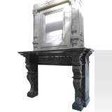 Belgium granite mantel with wood and stucco overmantel - Reference 9485 Width 9' '' ¼ Height 9' 5'' ⅜ Belgium granite mantel with wood and stucco overmantel - Reference 9485 Width 9' '' ¼ Height 9' 5'' ⅜