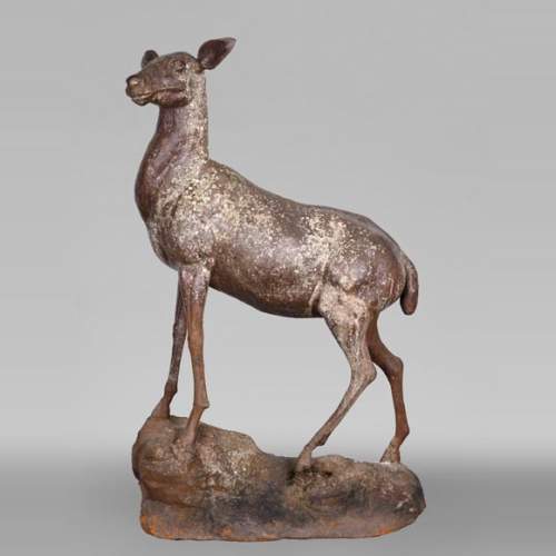 Cast iron statue of a doe, 19th century