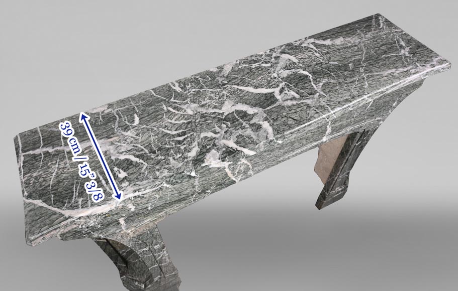 Tony SELMERSHEIM, Art Nouveau Mantelpiece in Green Campan Marble, 1910 Tony SELMERSHEIM, Art Nouveau Mantelpiece in Green Campan Marble, 1910-14