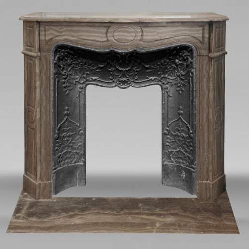 Louis XV style fireplace, Pompadour model, in Lunel marble