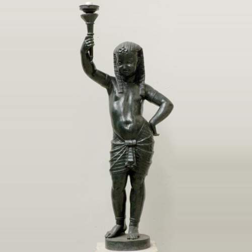 Cast iron Egytian girl torchere lamp