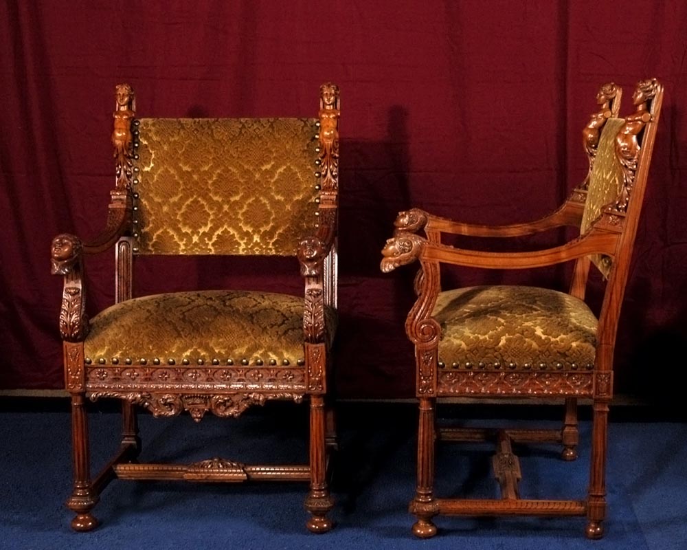 Set of Four Italian Venetian Louis XV Chairs with Original Real