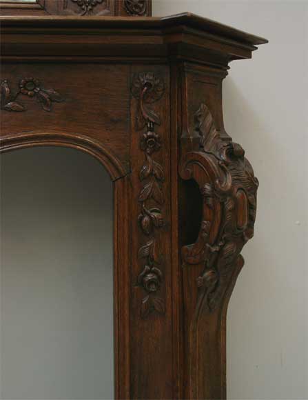 Oak fireplace with portrait of a gentleman - Wood