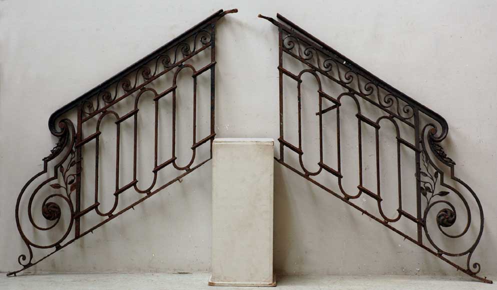 Pair Of Wrought Iron Newel Posts Stairs And Banisters