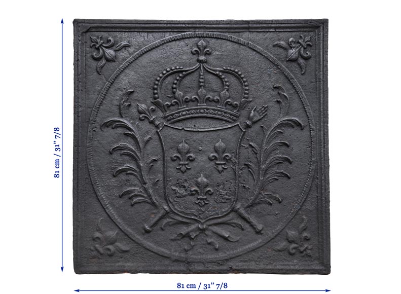 Antique 18th-century cast iron fireback with French coat of arms ...