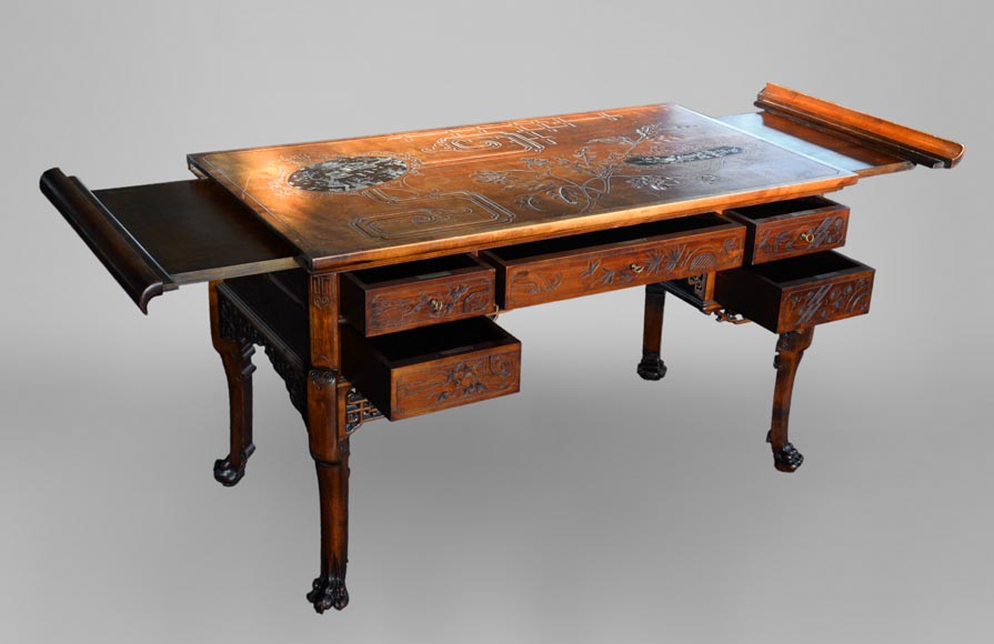 Gabriel Viardot 1830 1906 Japanese Style Desk With Mother Of