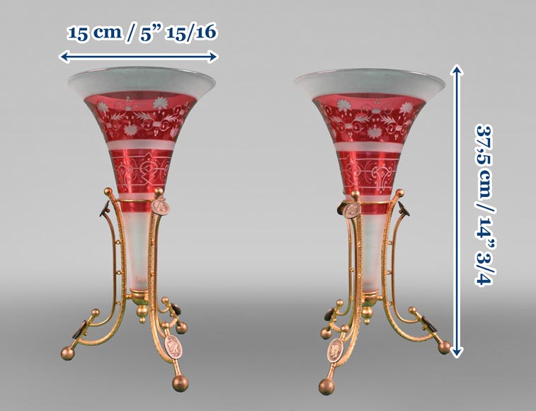 BACCARAT, Pair of Mounted Vases, circa 1878-8