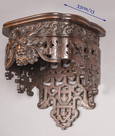 Pair of Far Eastern wall brackets with dragon decoration. - Gueridons,  Stands, Pedestals, Console