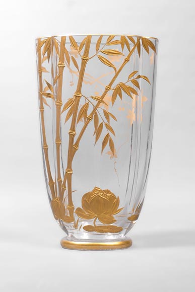 BACCARAT, Pair of Vases with Bamboo Decor, circa 1880-1