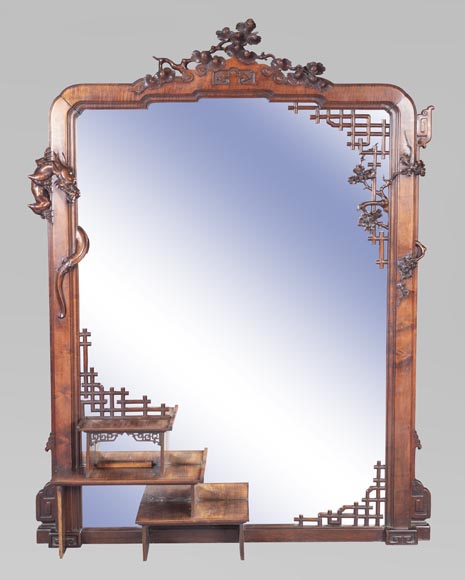 Large Japanese Style Mirror With Dragon 