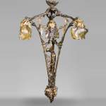 Antique Art Nouveau stylechandelier, featuring a dancer