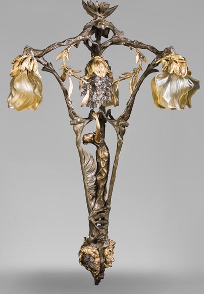 Antique Art Nouveau stylechandelier, featuring a dancer-0