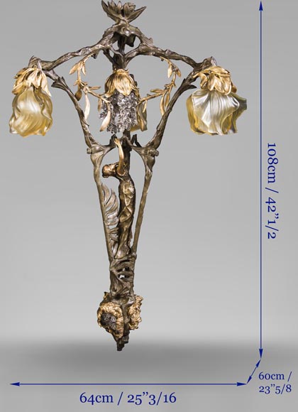 Antique Art Nouveau stylechandelier, featuring a dancer-9