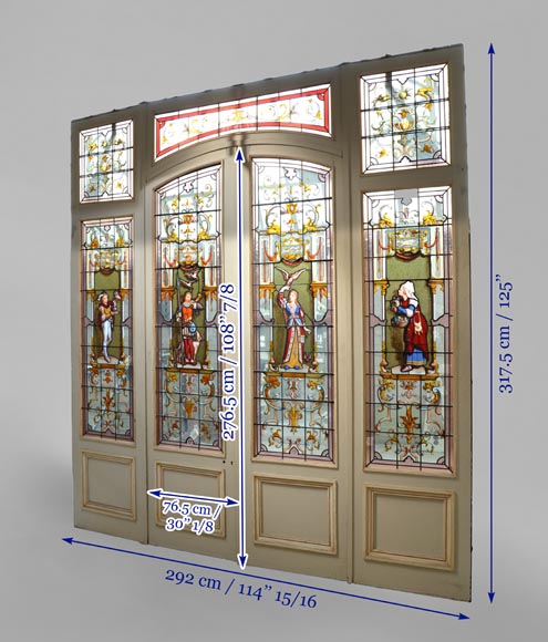 Antique Separation Doors With Stained Glass Windows