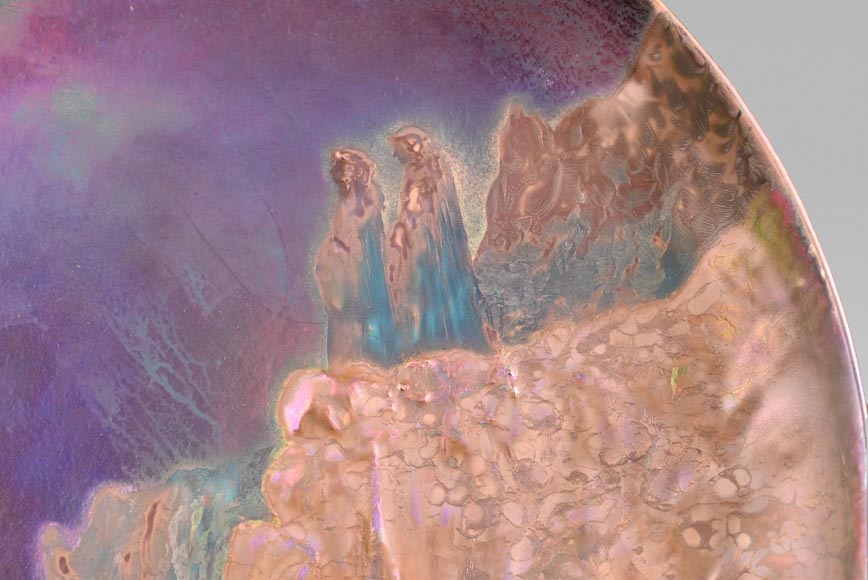 Clément MASSIER, Allegory of Dante, glazed ceramic dish with iridescent glaze-1