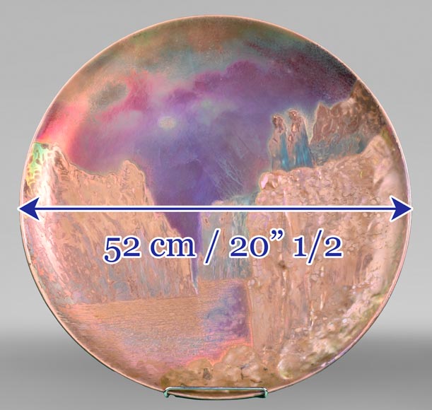 Clément MASSIER, Allegory of Dante, glazed ceramic dish with iridescent glaze-6