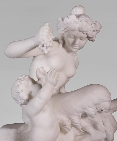 Guglielmo PUGI (1850 - 1915), White Carrara marble bust From the sculpture  of Jean-Baptiste CARPEAUX « Dance », Circa 1900 - Sculpture