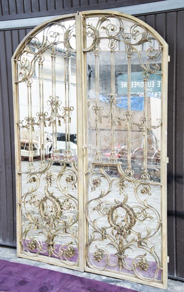 Pair Of Double Sided Wrought Iron Doors And Mirror Back Doors