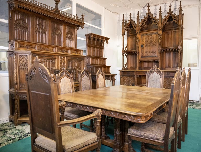 In the style of VIOLLET-LE-DUC, Exceptional Neo-Gothic Dining Room, 19th Century-2