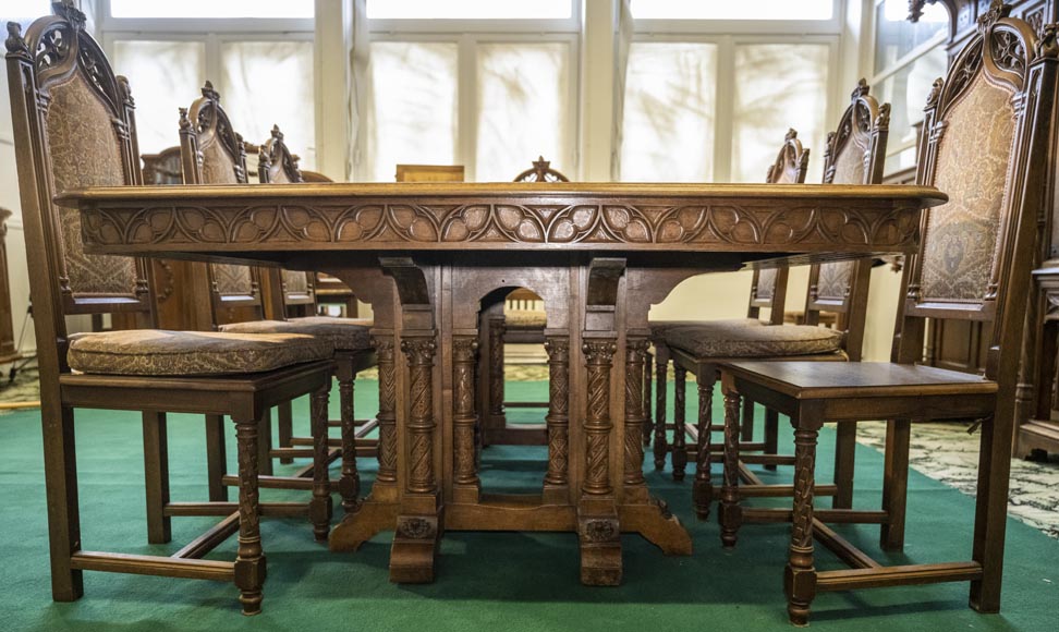 In the style of VIOLLET-LE-DUC, Exceptional Neo-Gothic Dining Room, 19th Century-6