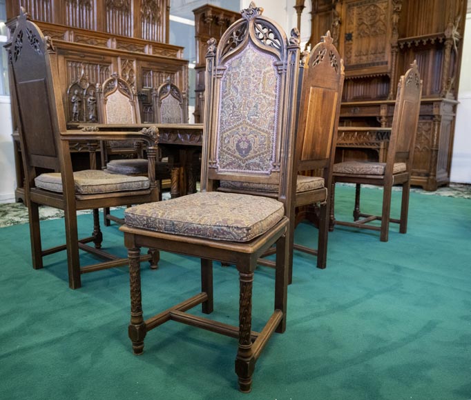 In the style of VIOLLET-LE-DUC, Exceptional Neo-Gothic Dining Room, 19th Century-9