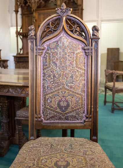 In the style of VIOLLET-LE-DUC, Exceptional Neo-Gothic Dining Room, 19th Century-10