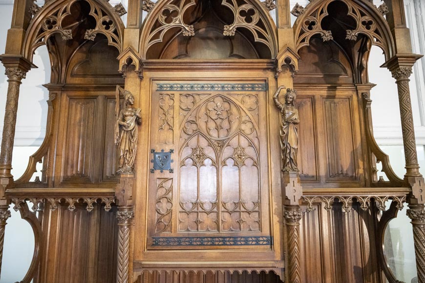 In the style of VIOLLET-LE-DUC, Exceptional Neo-Gothic Dining Room, 19th Century-14