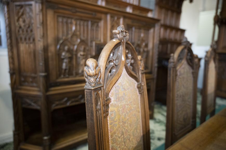 In the style of VIOLLET-LE-DUC, Exceptional Neo-Gothic Dining Room, 19th Century-23