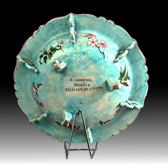 Edmond LACHENAL for L'ESCALIER DE CRISTAL, Earthenware bowl decorated with flowers, circa 1890-8