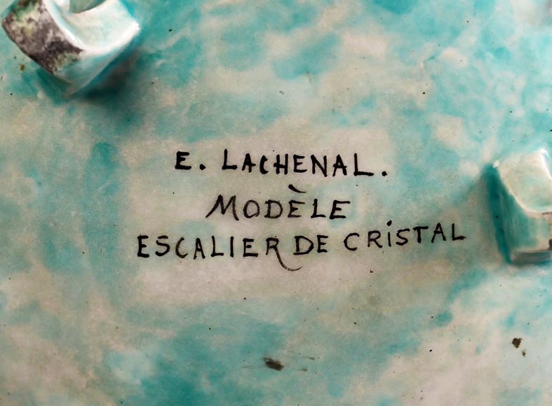 Edmond LACHENAL for L'ESCALIER DE CRISTAL, Earthenware bowl decorated with flowers, circa 1890-9
