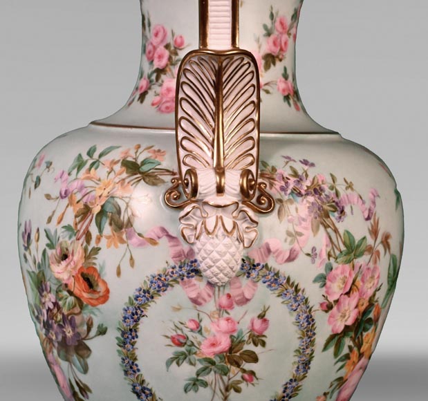 SÈVRES Manufacture, Louis-Philippe Period Vase Adorned with a Lush Floral Decoration, 1846-7