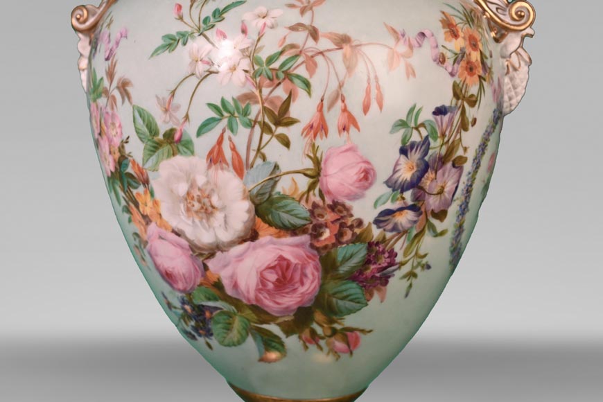 SÈVRES Manufacture, Louis-Philippe Period Vase Adorned with a Lush Floral Decoration, 1846-9