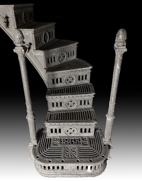 Double Quarter-Turn Staircase and Walkway in Cast Iron and Wrought Iron, 1865  -3